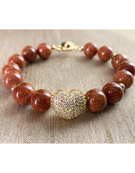Goldstone Pave Heart Bracelet