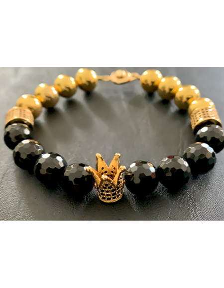 Onyx/Hematite Crown Bracelet